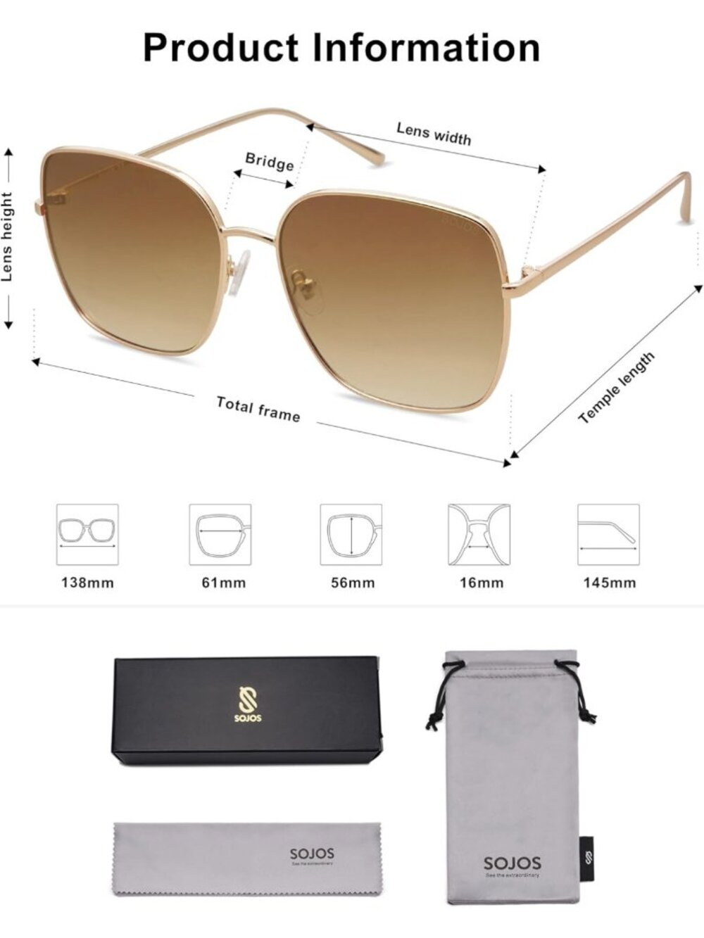 Trendy Oversized Square Metal Frame Sunglasses for Women & Men - Retro UV - Picture 5 of 5
